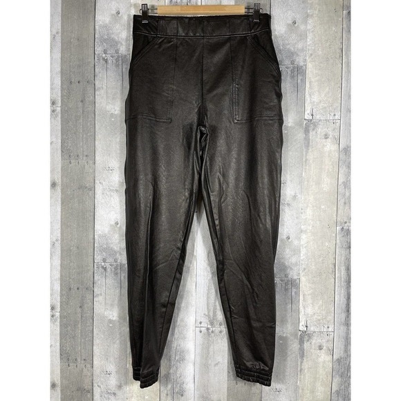 SPANX Faux Leather Jogger Pants (20283R) Noir Black - Size - Medium (B439) - Picture 1 of 9